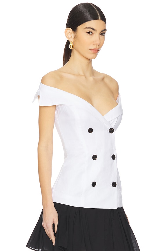 view 2 of 4 Eliora Button Front Top in Orchid Wht