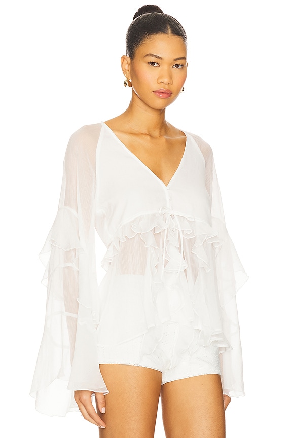 view 2 of 4 Rosalo Ruffle Blouse in Orchid White