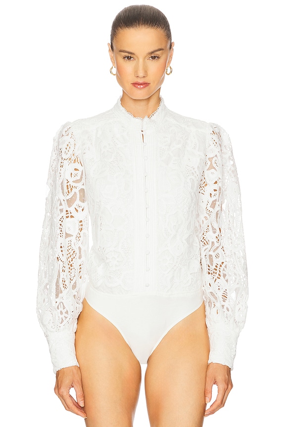 view 2 of 5 Remy Lace Bodysuit in Orchid White