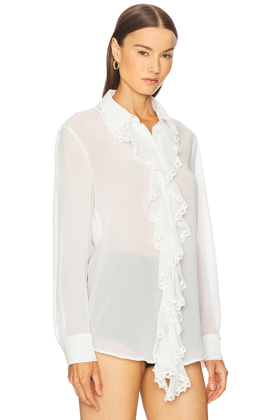 view 2 of 4 Jolanda Lace Trim Frill Shirt in Orchid White
