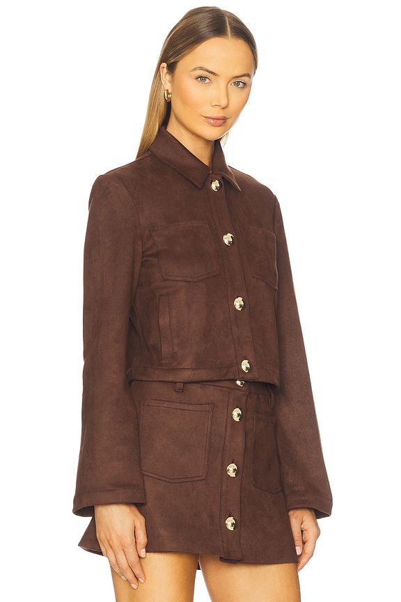 view 2 of 4 Lorenzo Vegan Suede Shirt in Chocolate
