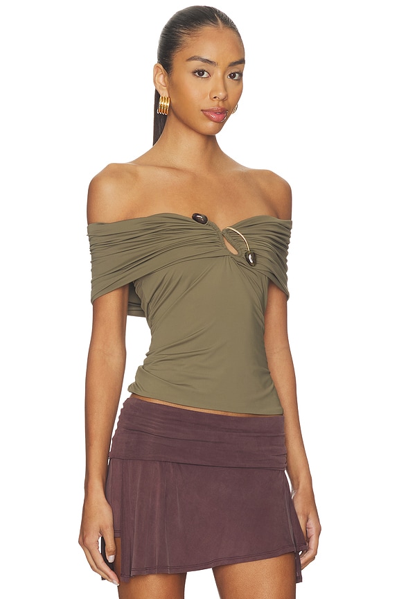 view 2 of 4 Martina Off The Shoulder Top in Khaki