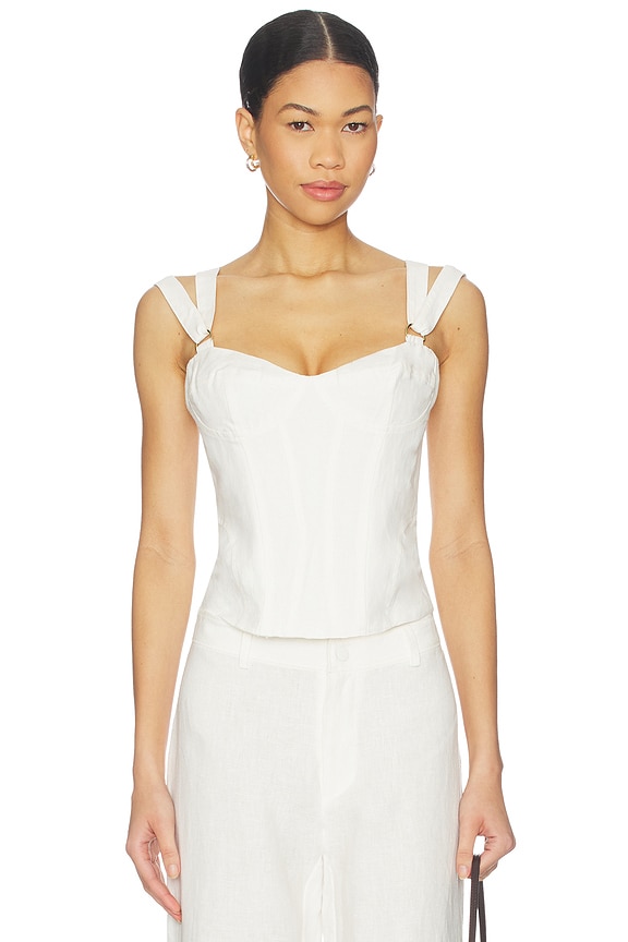 view 1 of 4 Serafina Linen Corset Top in Ivory