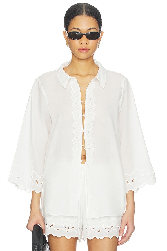 view 2 of 5 Aleria Cotton Shirt With Trim in Orchid White