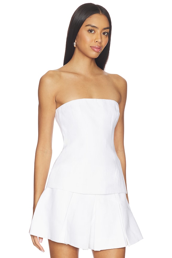 view 2 of 4 Helenia Linen Strapless Top in Orchid White