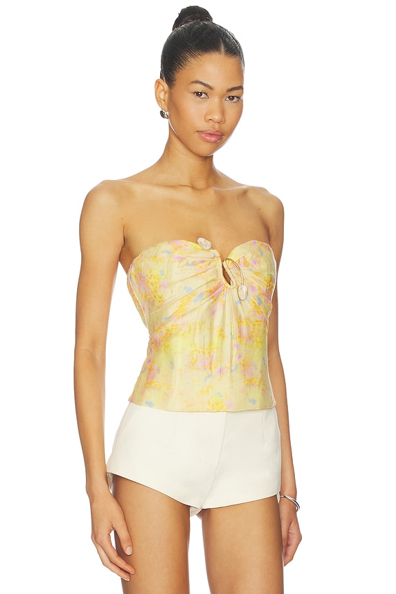 view 2 of 4 Amina Strapless Top in Yellow Floral