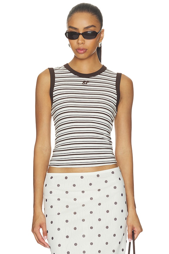 view 1 of 5 Jolen Top in Coffee Bean Stripe