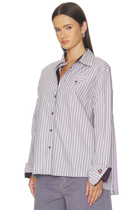 view 2 of 5 Melinda Top in Thistle Grey Stripe