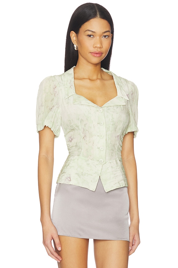 view 2 of 4 Macaia Top in Distorted Green Flower