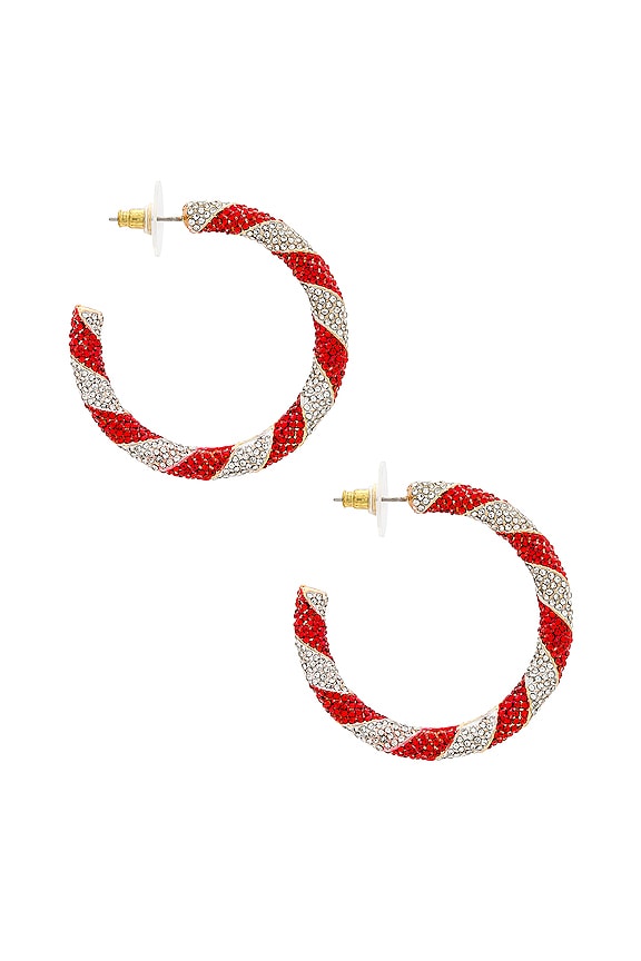 view 2 of 3 PENDIENTES DE ARO CANDY CANE in Red & White