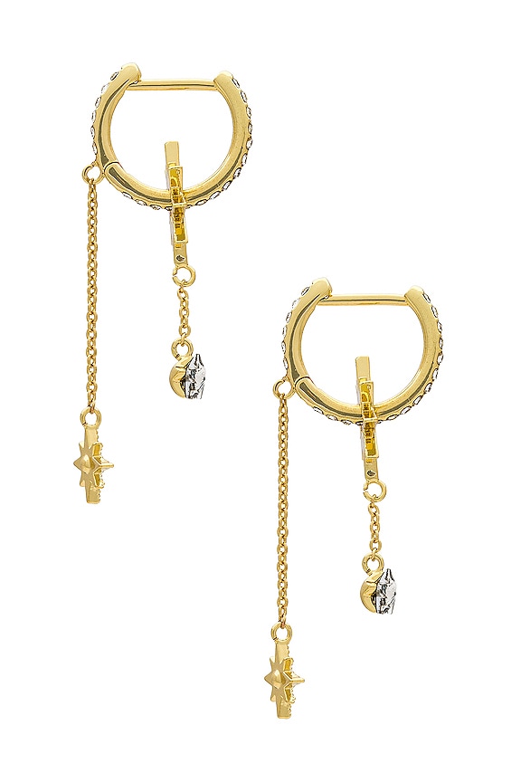 view 2 of 3 Star Huggie Drop Earrings in Gold