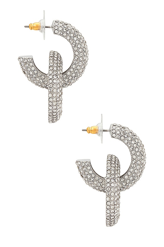 view 2 of 3 Circle Hoop Drop Earrings in Clear