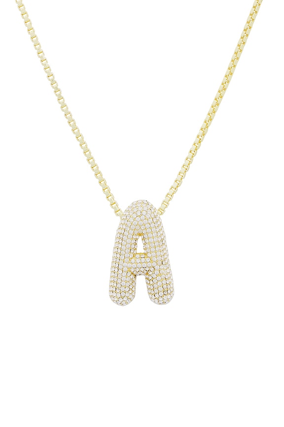 view 2 of 2 Pave Bubble Initial Necklace in Clear & Gold