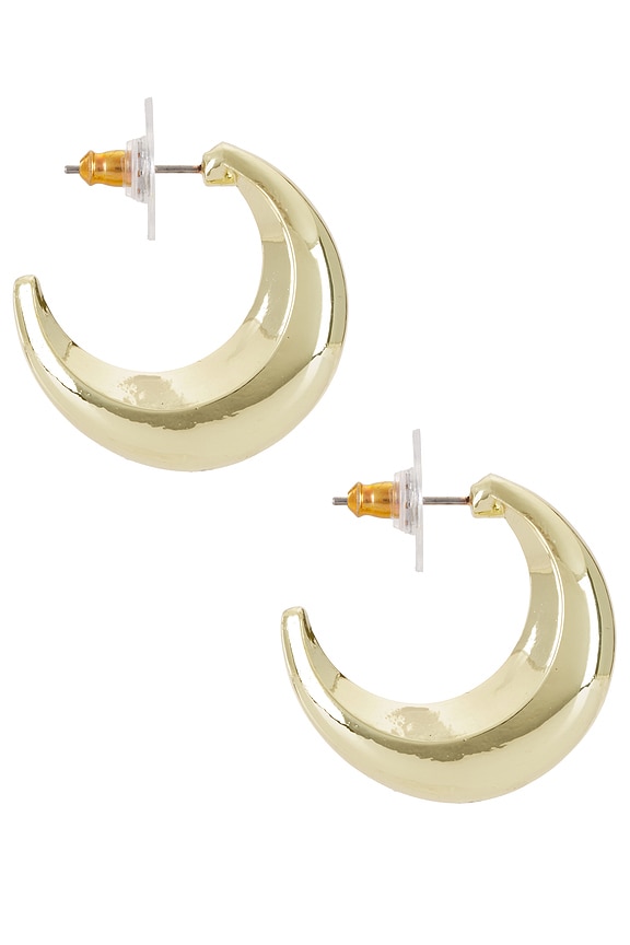 view 2 of 3 Crescent Hoop Earrings in Gold