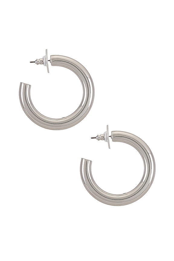 view 2 of 3 Dalilah Medium Tube Hoop Earrings in Silver