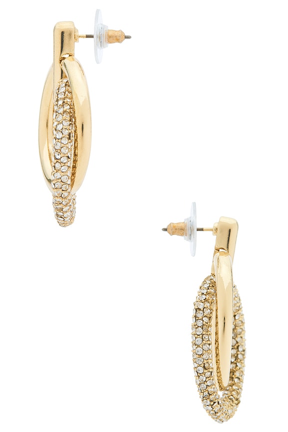 view 2 of 2 PENDIENTES LARGOS PAVE in Gold