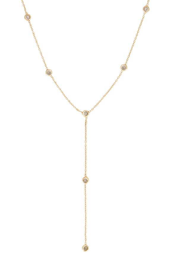 view 2 of 3 Crystal Lariat Necklace in Clear & Gold