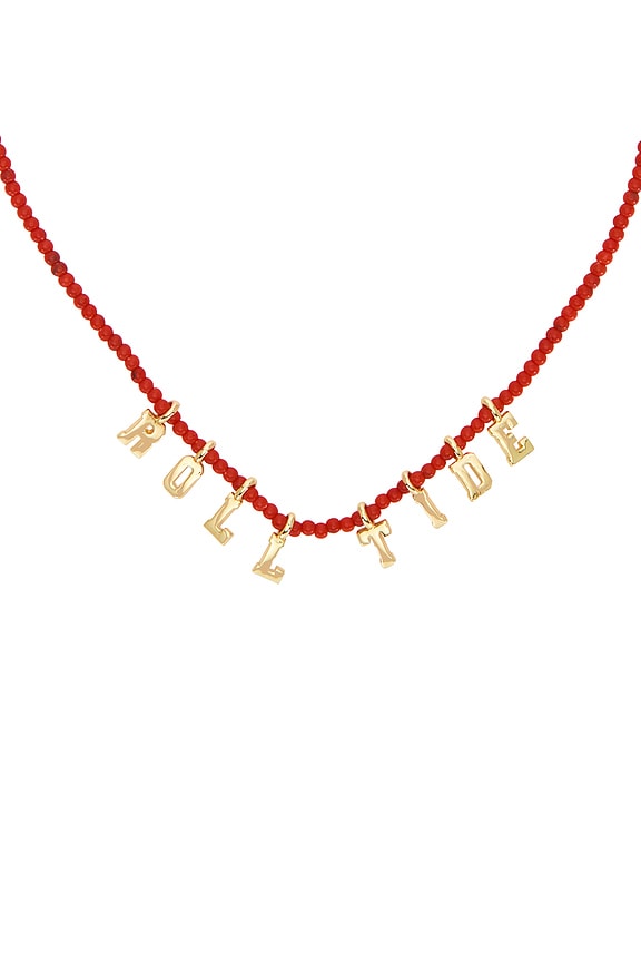 view 2 of 2 University Of Alabama Beaded Slogan Necklace in Red