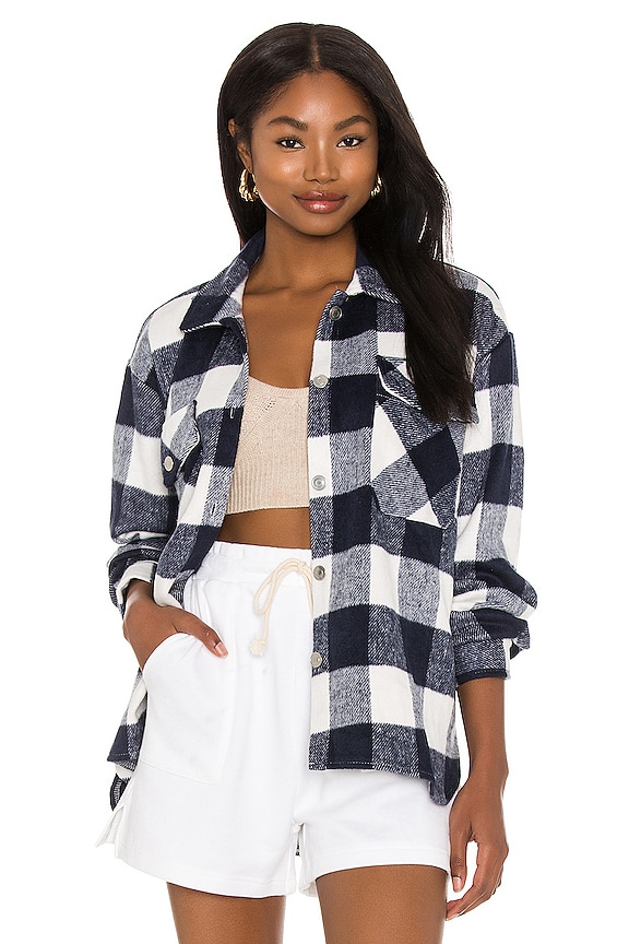 Steve Madden Plaid Shirt Jacket in Navy | REVOLVE