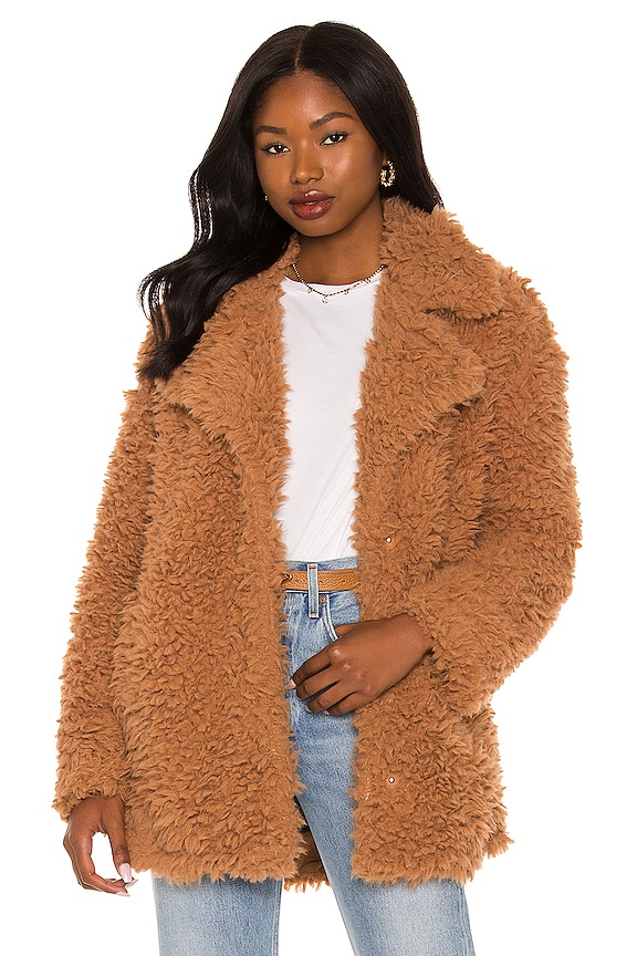 Steve Madden What's The Fuzz About Faux Fur Coat in Camel | REVOLVE