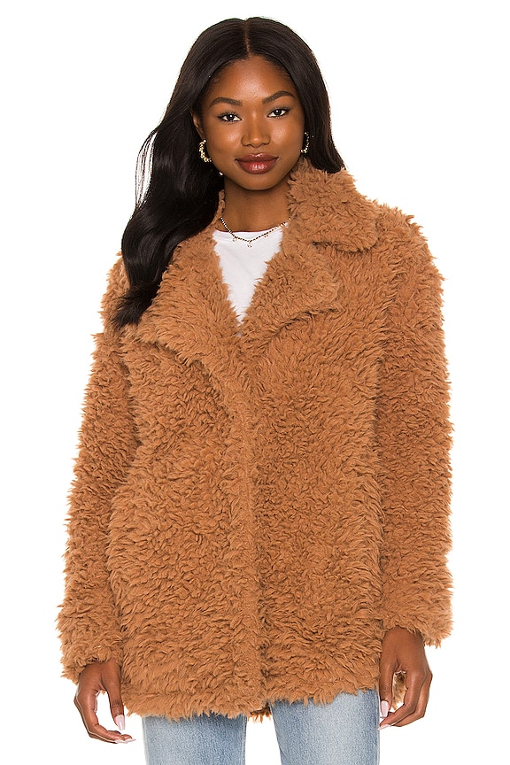 view 2 of 5 What's The Fuzz About Faux Fur Coat in Camel