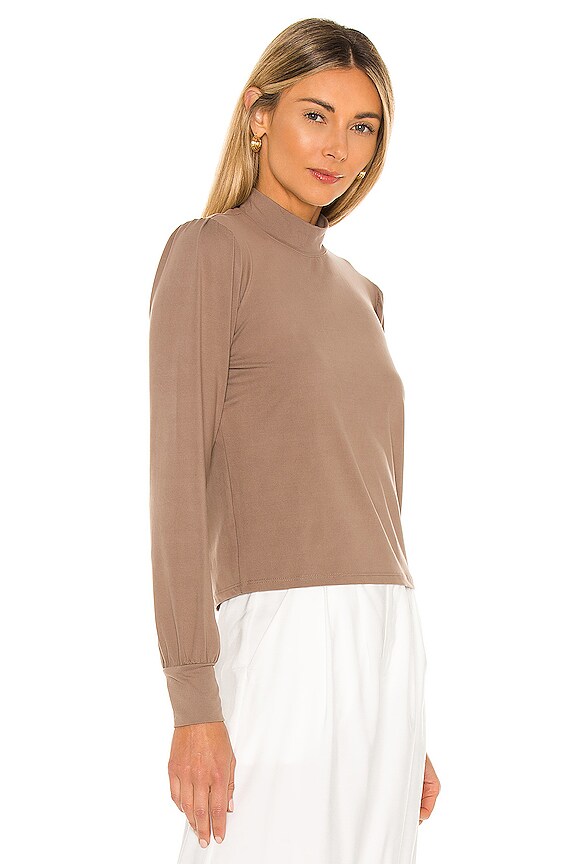 view 2 of 4 Mock Paper Scissors Top in Taupe