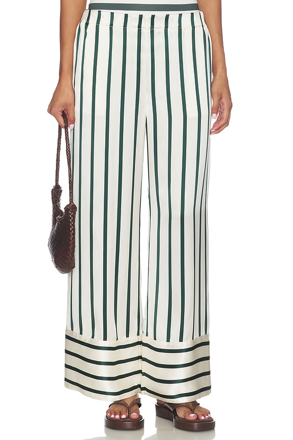 view 1 of 6 Cannes Silk Pant in Forest Stripe