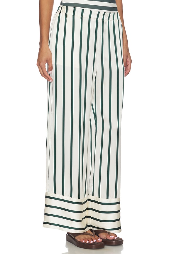 view 2 of 6 Cannes Silk Pant in Forest Stripe