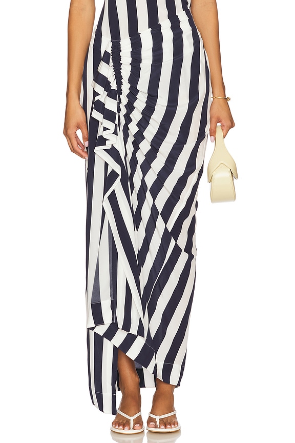 view 2 of 7 FALDA DRAPEADA DE SEDA ORTA in Navy Stripe