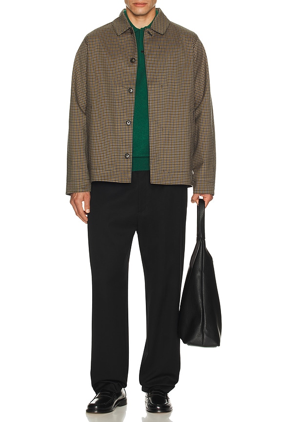 view 2 of 5 Check Short Lorden Showerproof Jacket in Stone & Navy Check