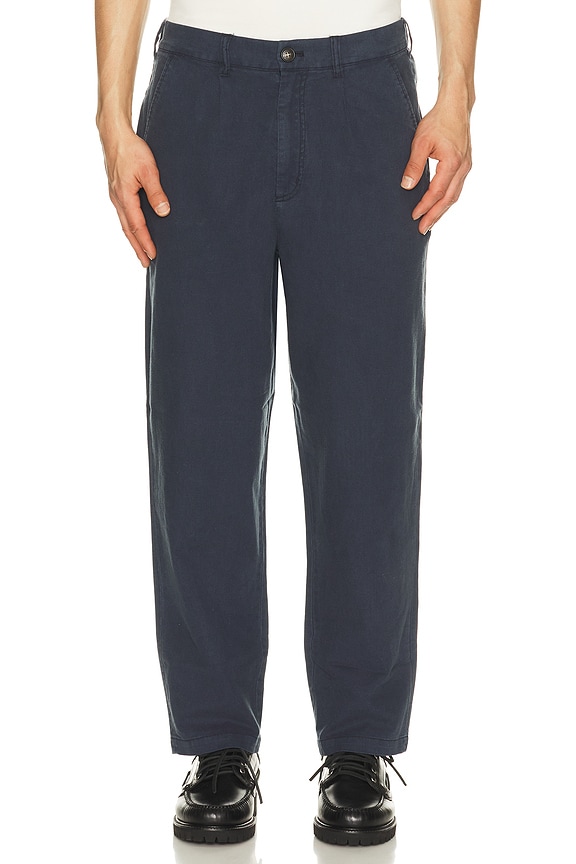 view 1 of 5 Cotton Linen Relaxed Trousers in Navy
