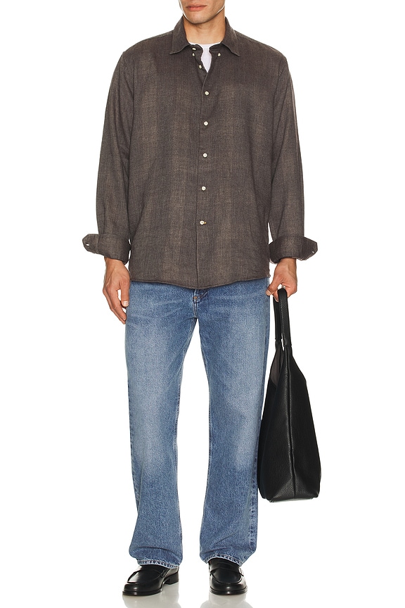 view 2 of 4 Tamish Regular Herringbone Shirt in Grey Marl