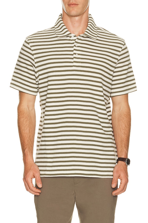 view 1 of 5 Farlam Striped Tailored Polo in Whisper White