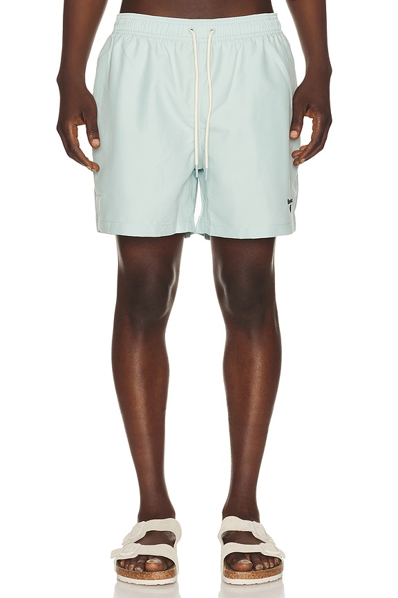 view 1 of 5 Water Reactive Leaf Print Swim Short in Mint Blue