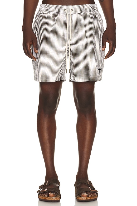 view 1 of 5 Gingham Seersucker Swim Short in Olive