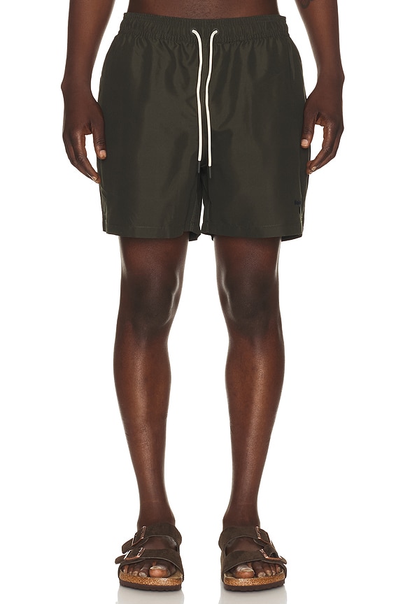 view 1 of 5 Water Reactive Tartan Swim Short in Olive