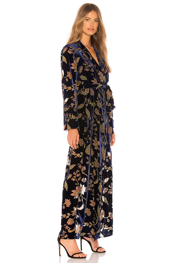 view 2 of 3 Velvet Wrap Dress in Dark Navy Multi