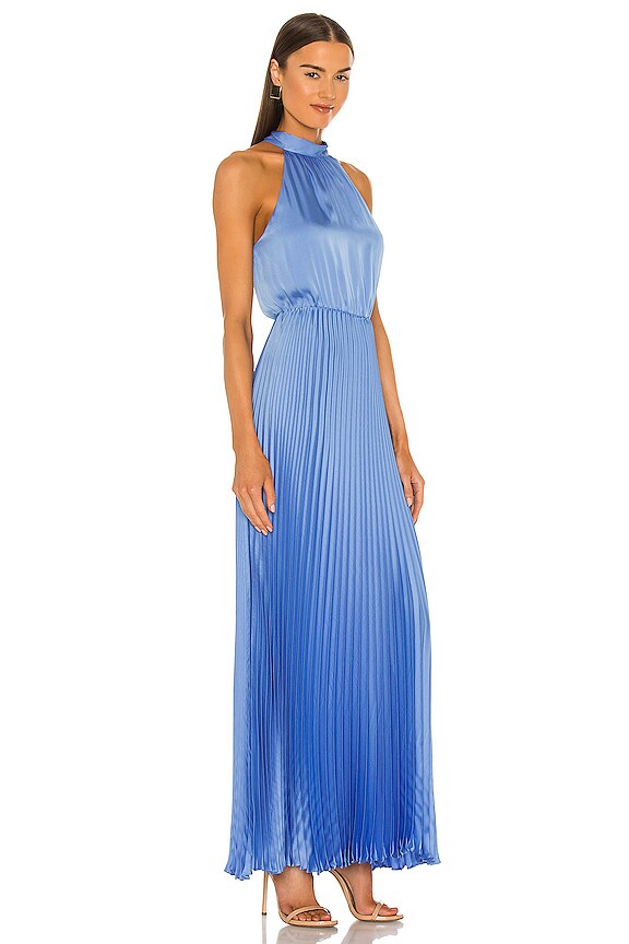 view 2 of 3 Pleat Halter Gown in Cassis Blue