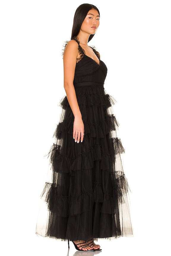 view 2 of 3 ROBE DE SOIRÉE VOLANTÉE in Black