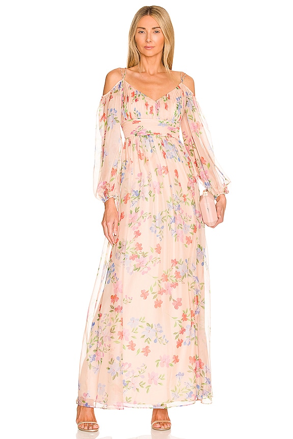 view 1 of 3 MAXIVESTIDO CHIFFON in Iridescent Floral Bouquet