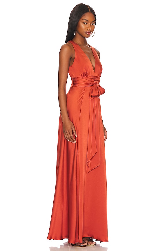 view 2 of 3 Silky Satin Evening Dress in Etruscan Red