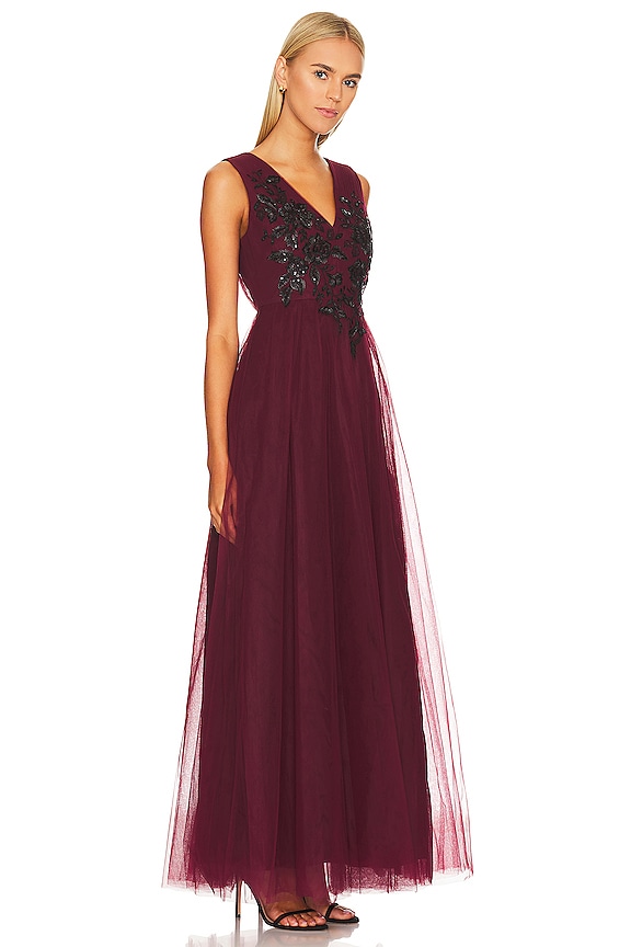view 2 of 5 Long Lace Evening Dress in Deep Cranberry
