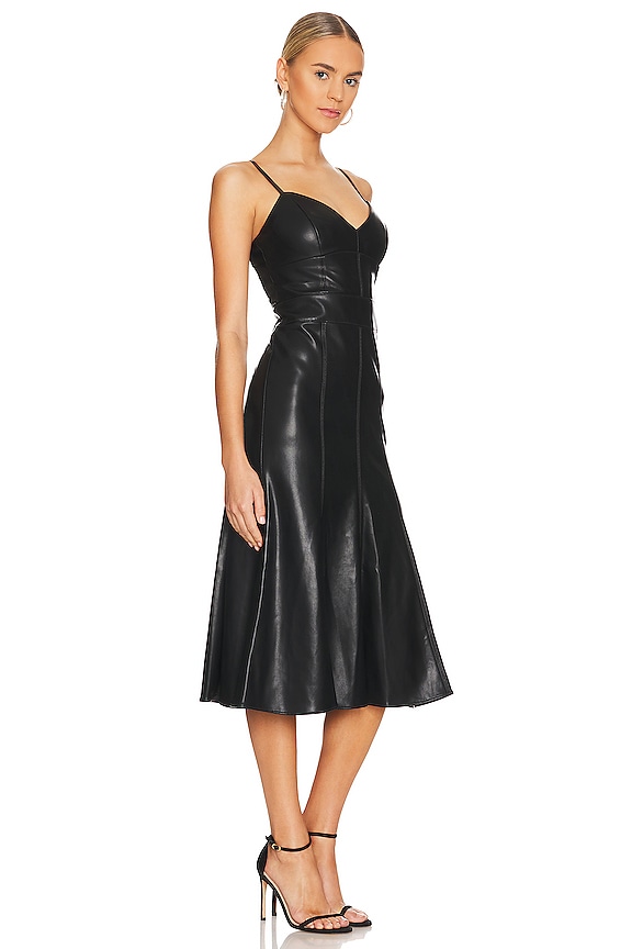view 2 of 3 Faux Leather Midi Dress in Black