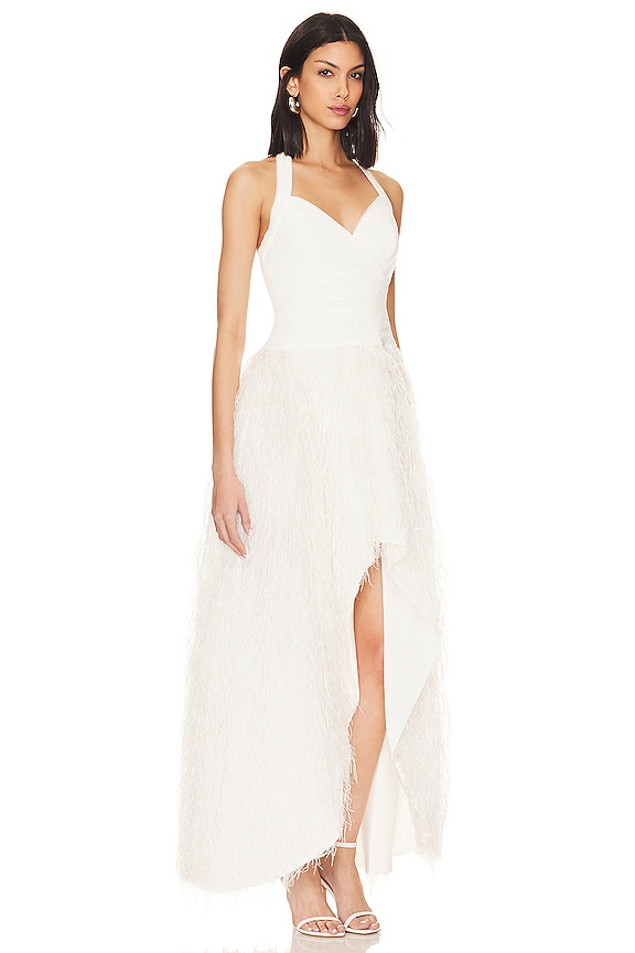 view 2 of 5 Feathered Evening Dress in Off White