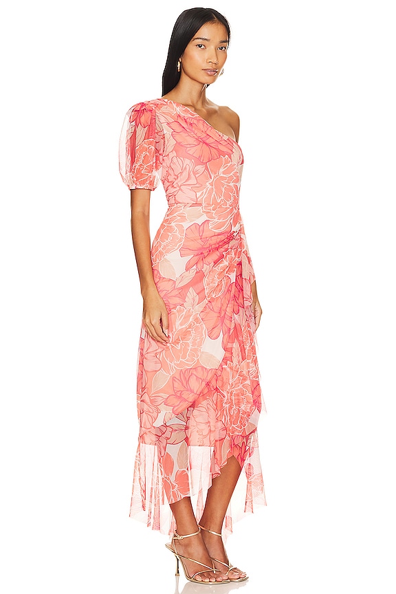 view 2 of 3 One Shoulder Midi Dress in Coral