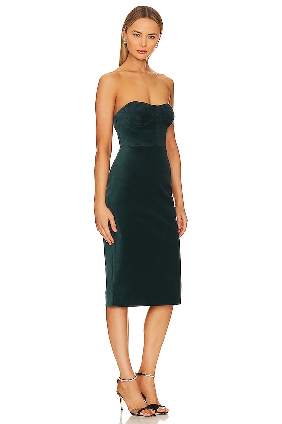 view 2 of 3 Velvet Bustier Dress in Pine