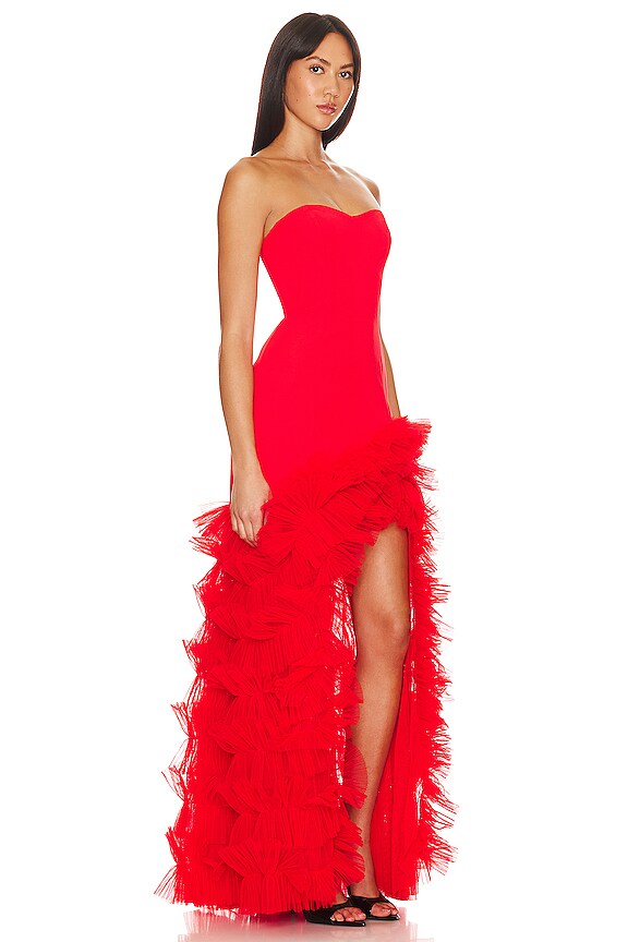 view 2 of 3 끈 없는 이브닝 드레스 in Red