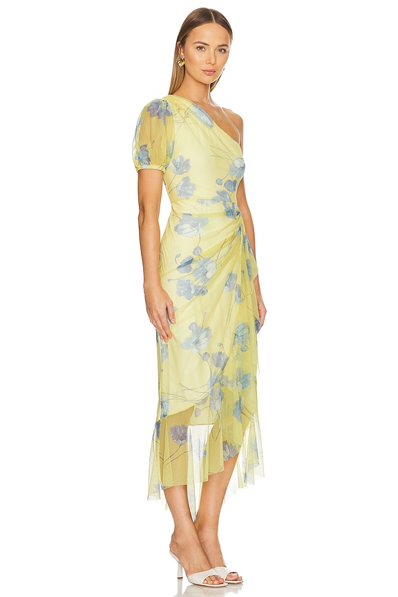 view 2 of 3 One Shoulder Midi Dress in Yellow Combo