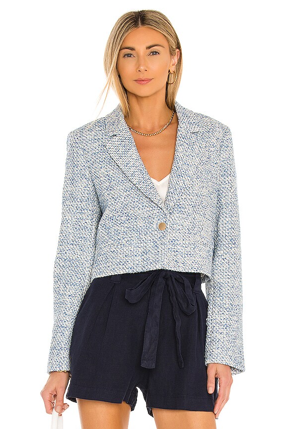 view 2 of 5 Tweed Crop Blazer in Blue Combo