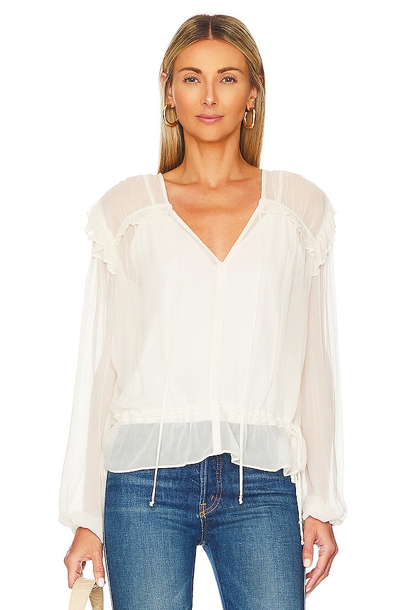 BCBGMAXAZRIA Ruffle Blouse in Gardenia | REVOLVE